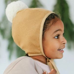 Briar Wool Pom Bonnet, Color-Camel, 18-24 months, Cotton Lined, Baby Alpaca Pom